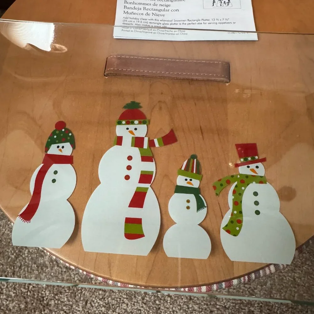 The Pampered Chef - Snowmen Rectangle Glass Platter